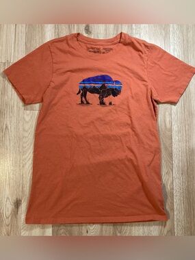 Patagonia Organic Cotton Women’s Buffalo Bison Logo T-shirt sz XS Extra Small